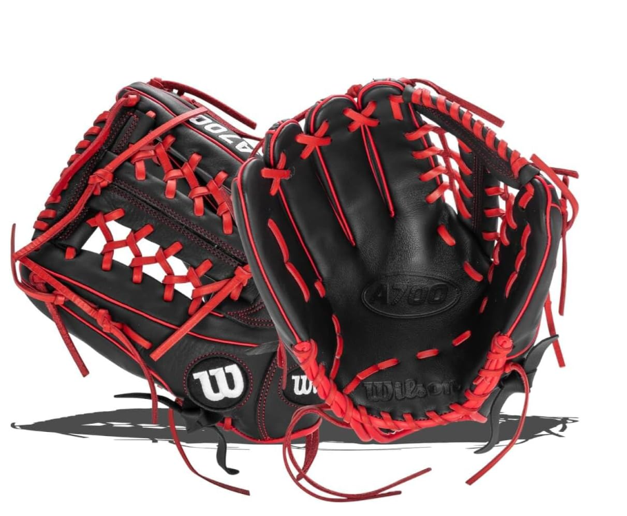 WILSON A700 2022 - Guante de béisbol juvenil Negro-Rojo SKU-PH000010