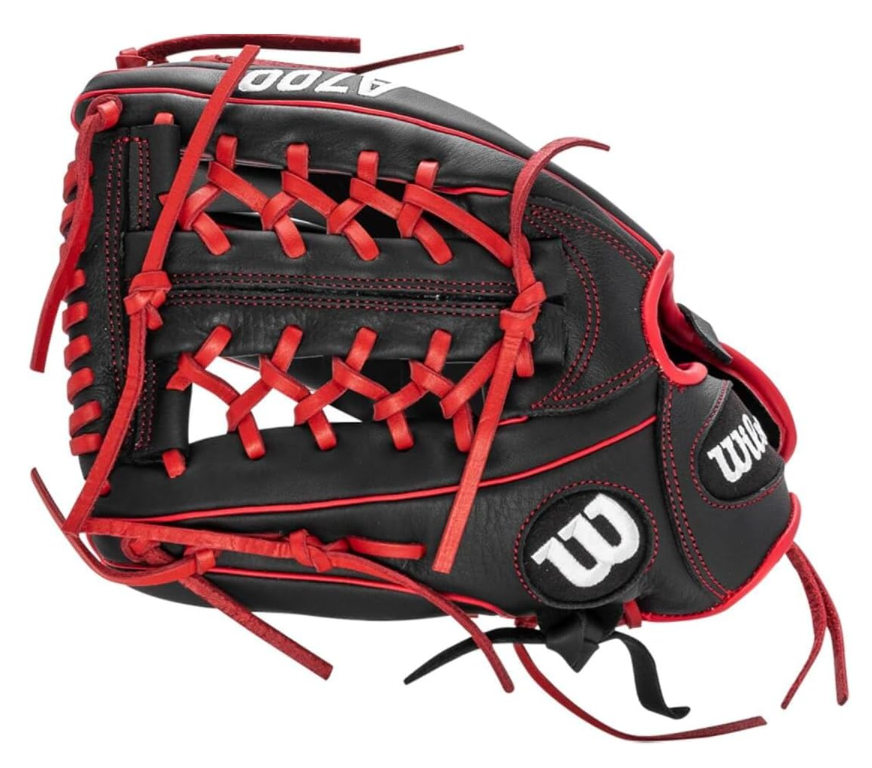 WILSON A700 2022 - Guante de béisbol juvenil Negro-Rojo SKU-PH000010 - Imagen 4